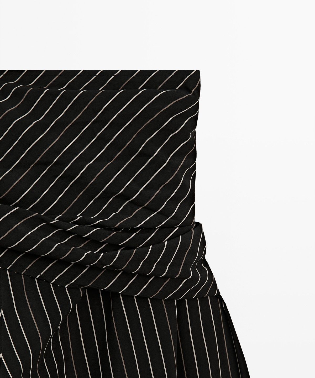 마시모두띠(MASSIMO DUTTI) 스카프 디테일 스트라이프 배럴핏 팬츠