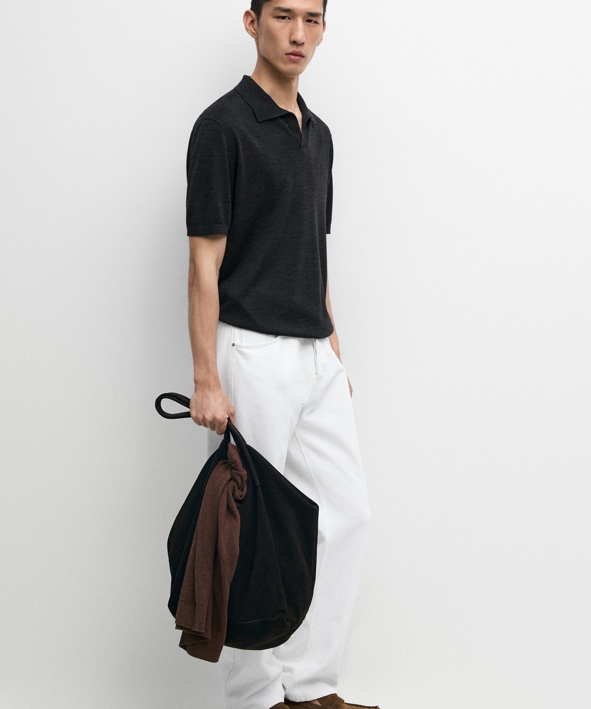 마시모두띠(MASSIMO DUTTI) 울 블렌드 반팔 니트 폴로셔츠