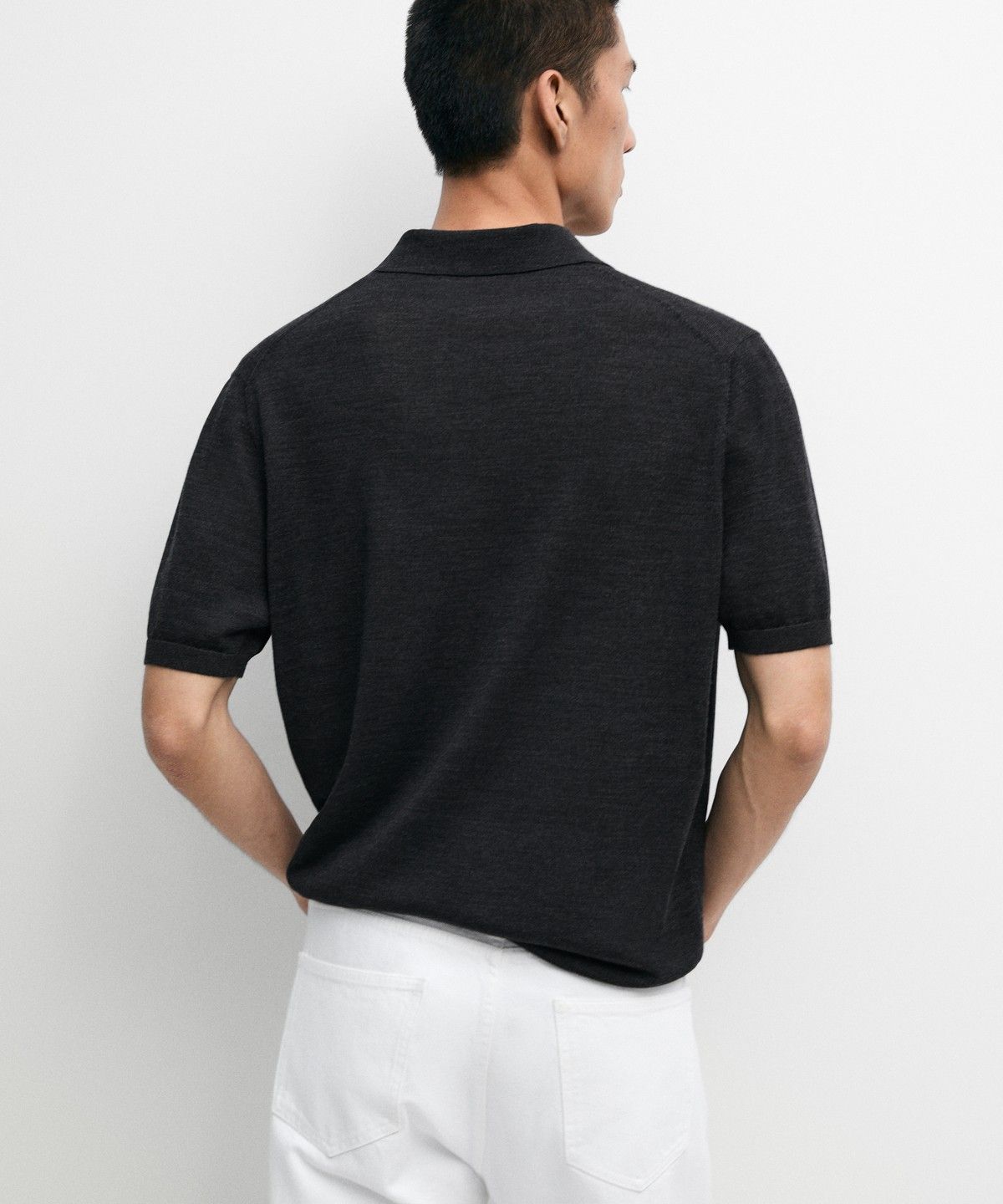 마시모두띠(MASSIMO DUTTI) 울 블렌드 반팔 니트 폴로셔츠