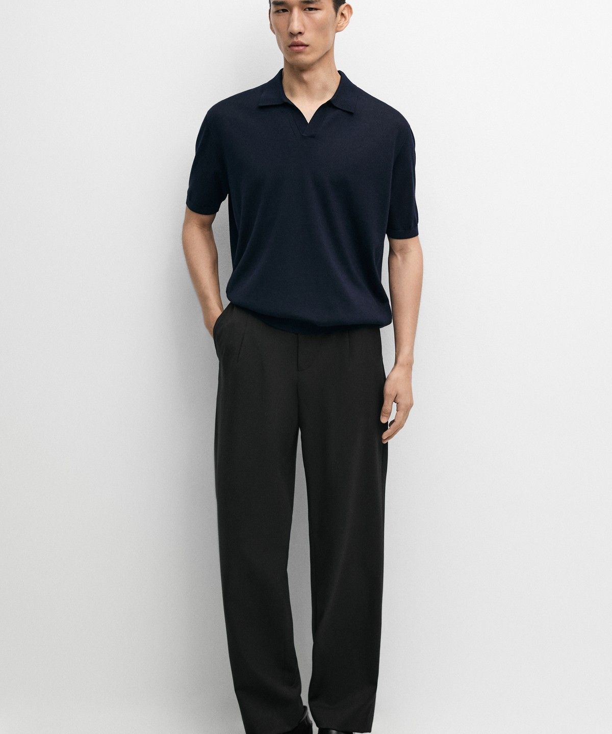 마시모두띠(MASSIMO DUTTI) 울 블렌드 반팔 니트 폴로셔츠