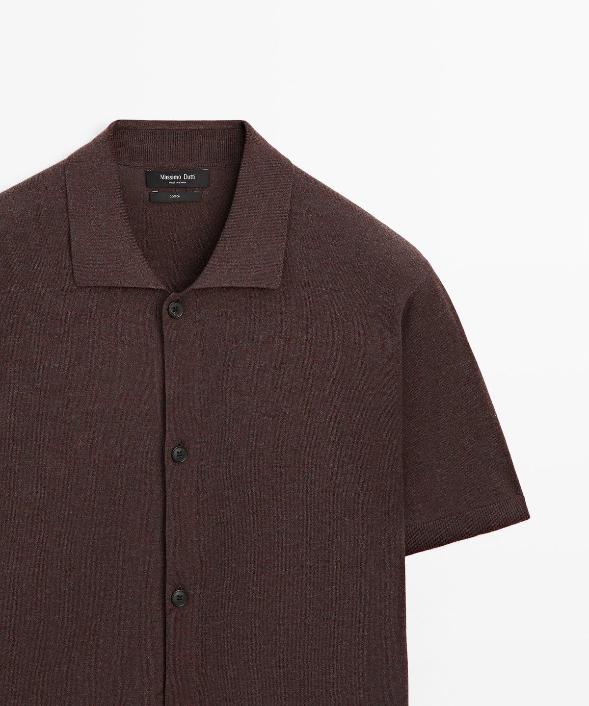 마시모두띠(MASSIMO DUTTI) 버튼 반팔 니트 티셔츠