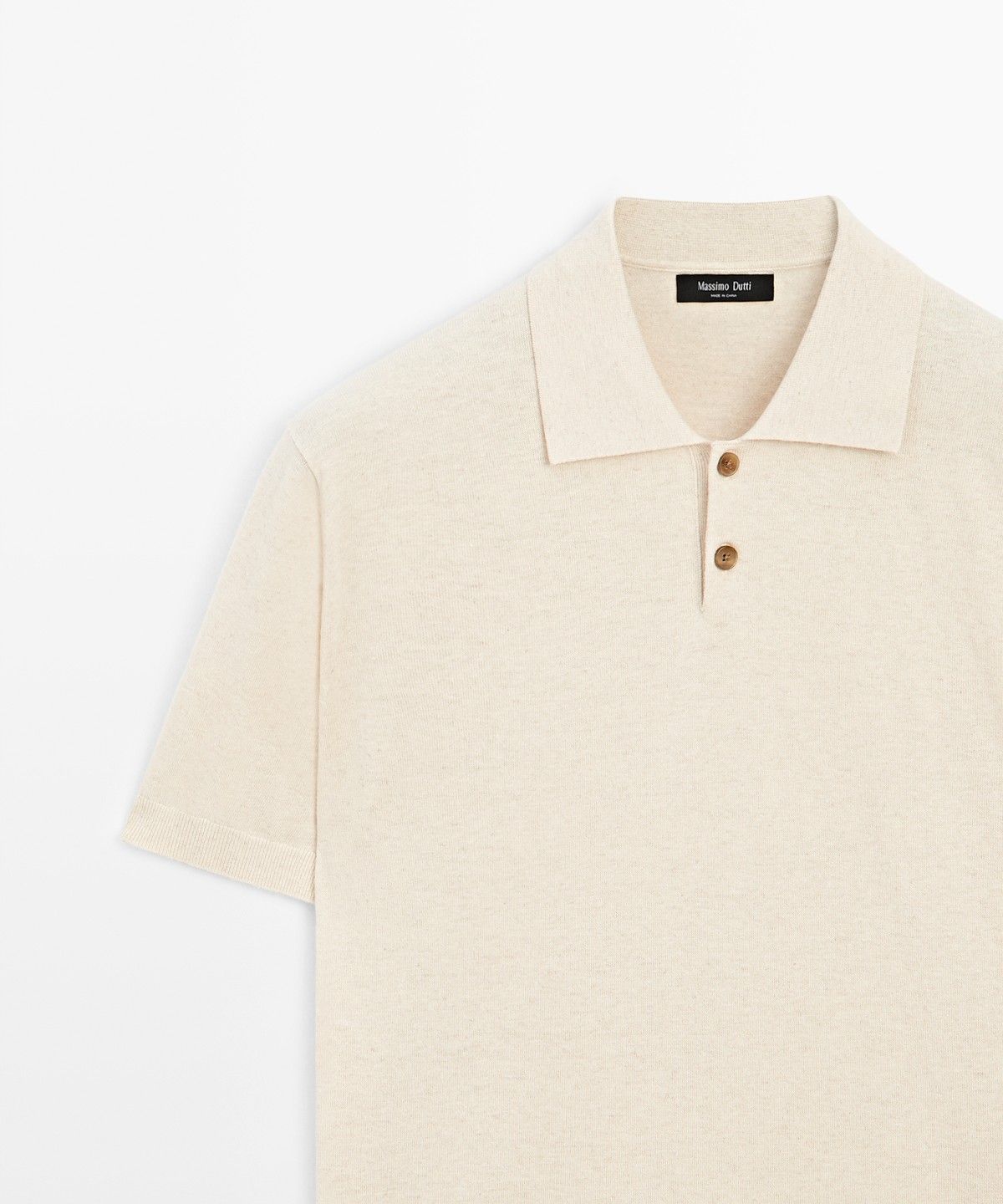 마시모두띠(MASSIMO DUTTI) 코튼 린넨 버튼 폴로 셔츠