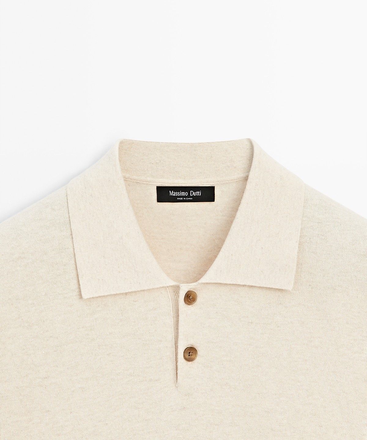 마시모두띠(MASSIMO DUTTI) 코튼 린넨 버튼 폴로 셔츠