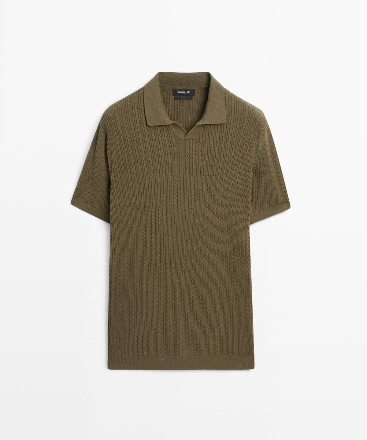 마시모두띠(MASSIMO DUTTI) 100% 코튼 케이블 니트 폴로 스웨터