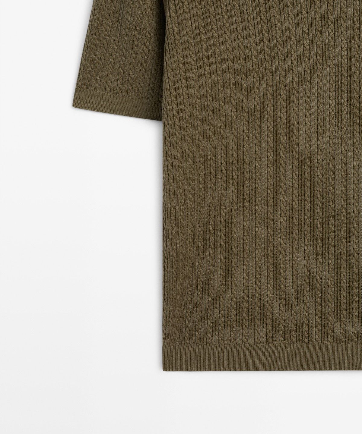 마시모두띠(MASSIMO DUTTI) 100% 코튼 케이블 니트 폴로 스웨터