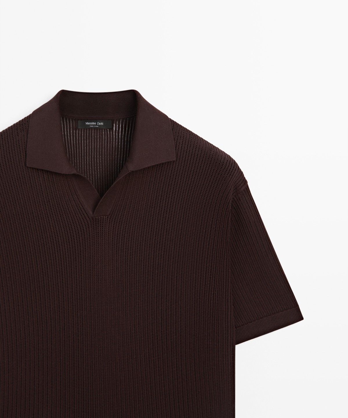 마시모두띠(MASSIMO DUTTI) 코튼 브이넥 니트 폴로 셔츠
