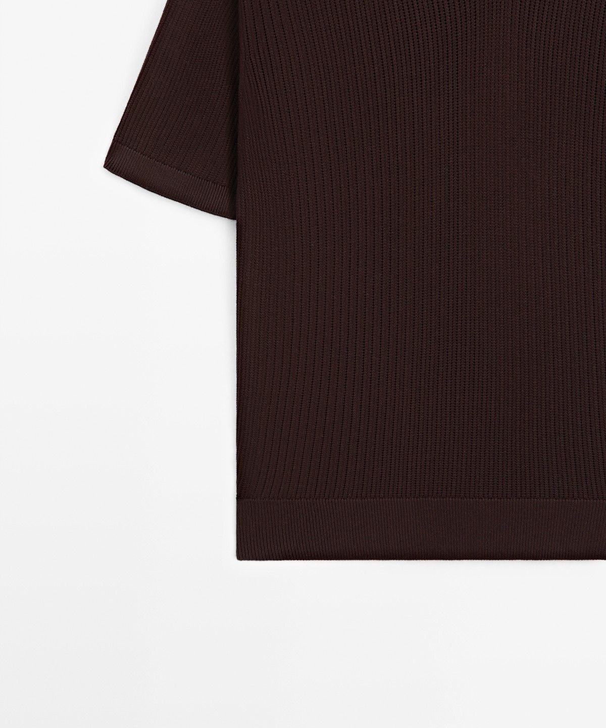 마시모두띠(MASSIMO DUTTI) 코튼 브이넥 니트 폴로 셔츠
