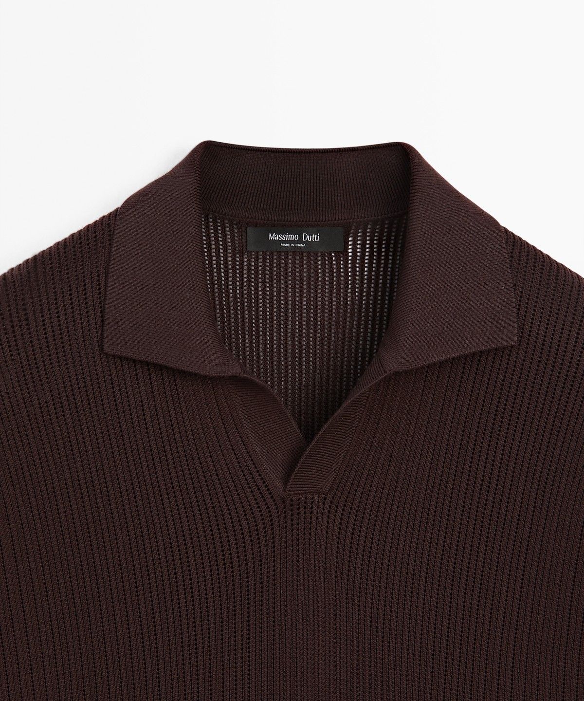 마시모두띠(MASSIMO DUTTI) 코튼 브이넥 니트 폴로 셔츠