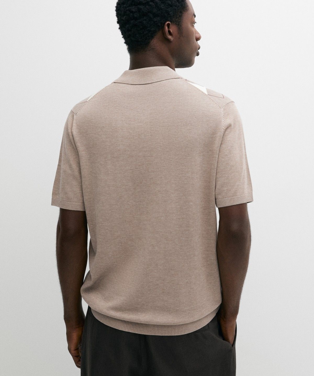 마시모두띠(MASSIMO DUTTI) 아가일 코튼 블렌드 반팔 폴로 셔츠