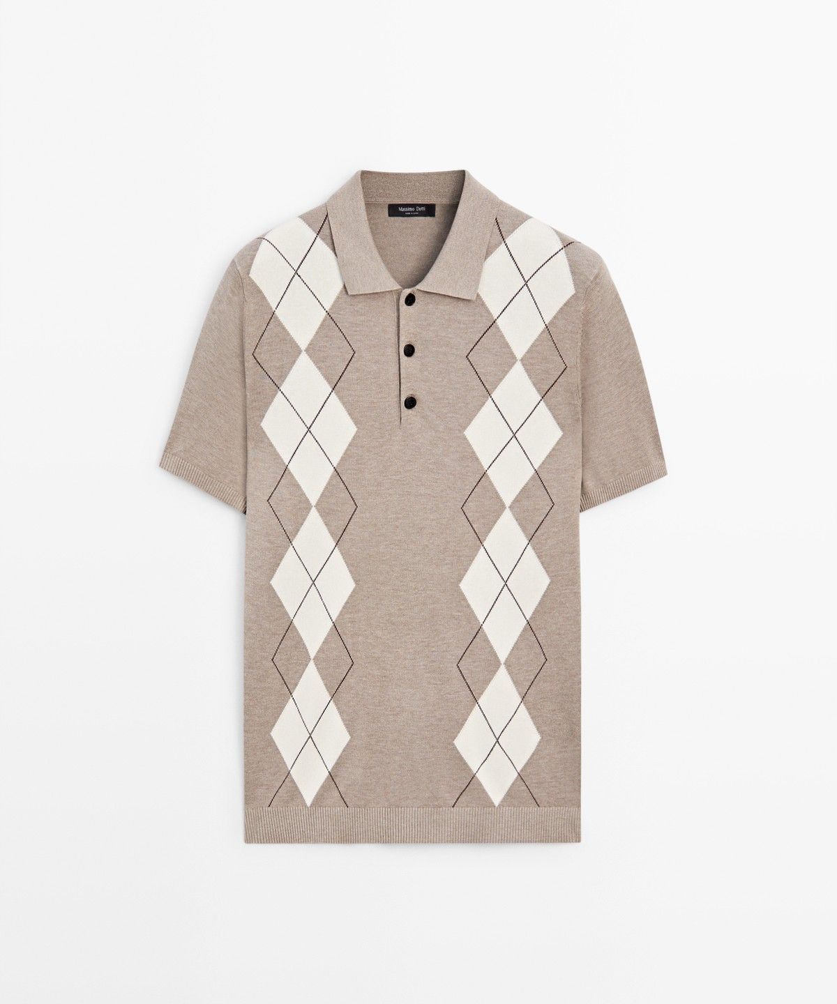 마시모두띠(MASSIMO DUTTI) 아가일 코튼 블렌드 반팔 폴로 셔츠