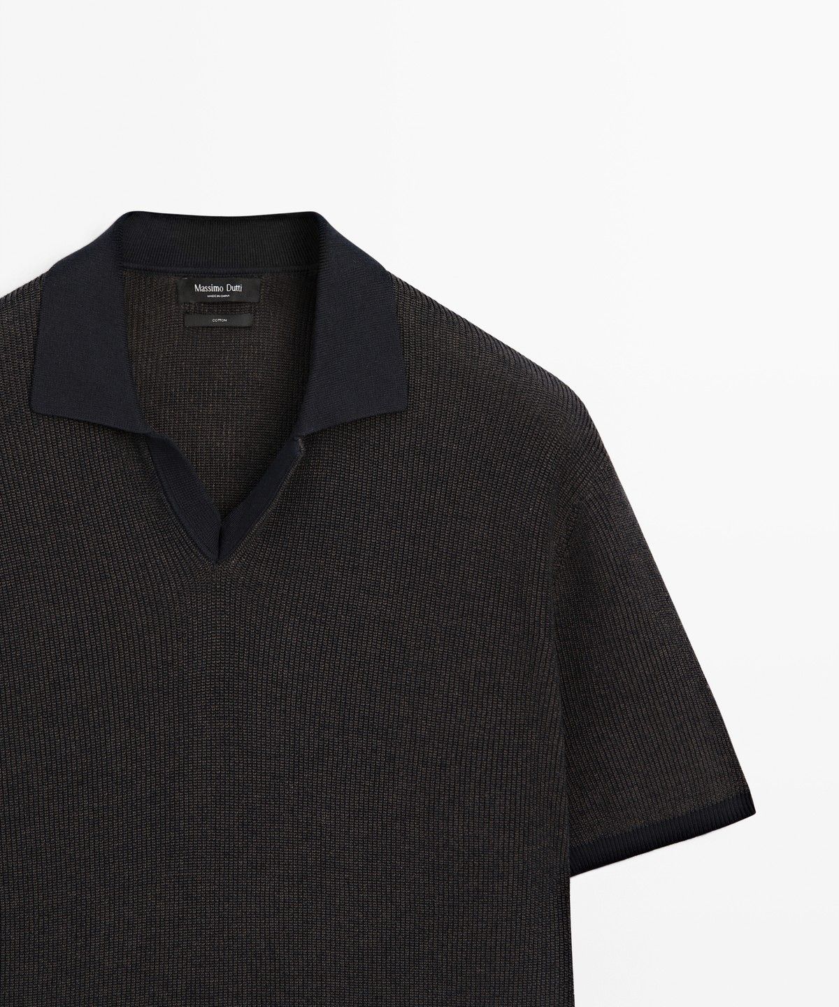 마시모두띠(MASSIMO DUTTI) 100% 코튼 니트 폴로 스웨터