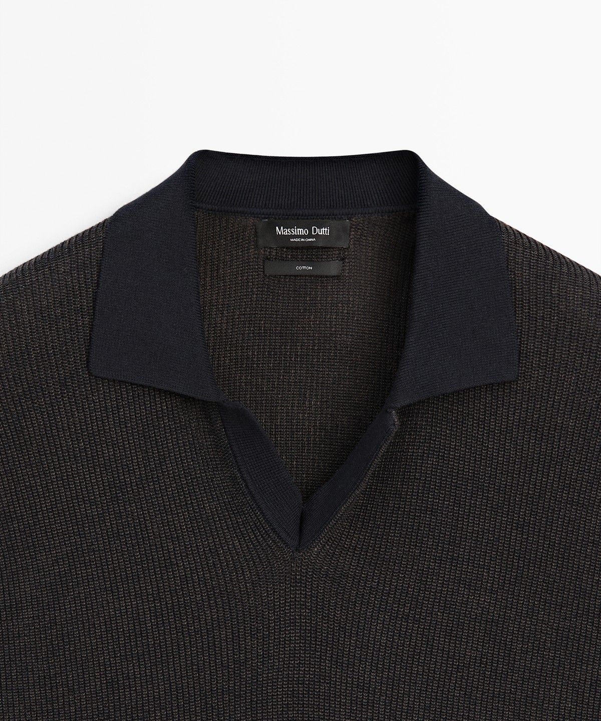 마시모두띠(MASSIMO DUTTI) 100% 코튼 니트 폴로 스웨터