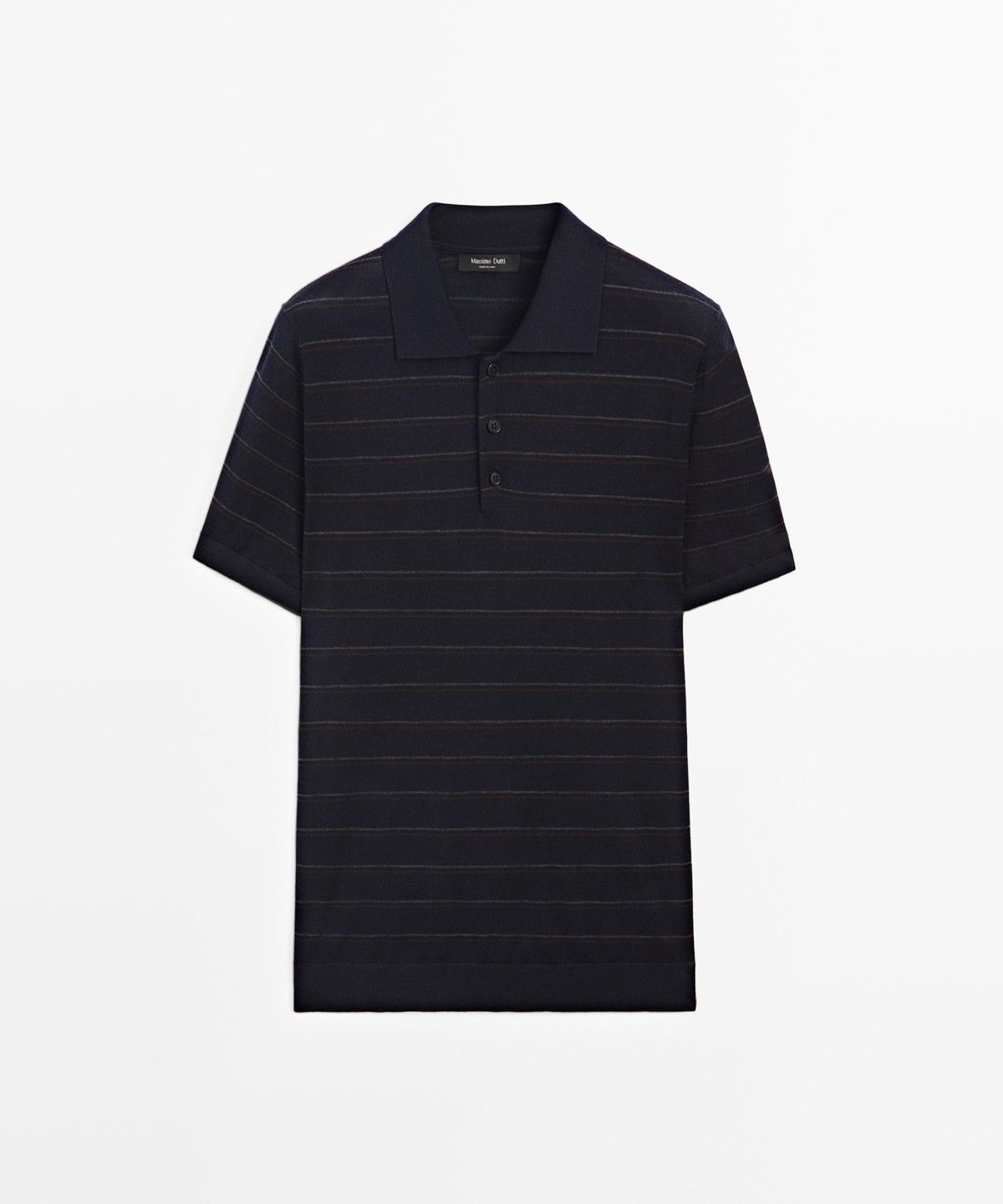 마시모두띠(MASSIMO DUTTI) 스트라이프 반팔 니트 폴로 스웨터