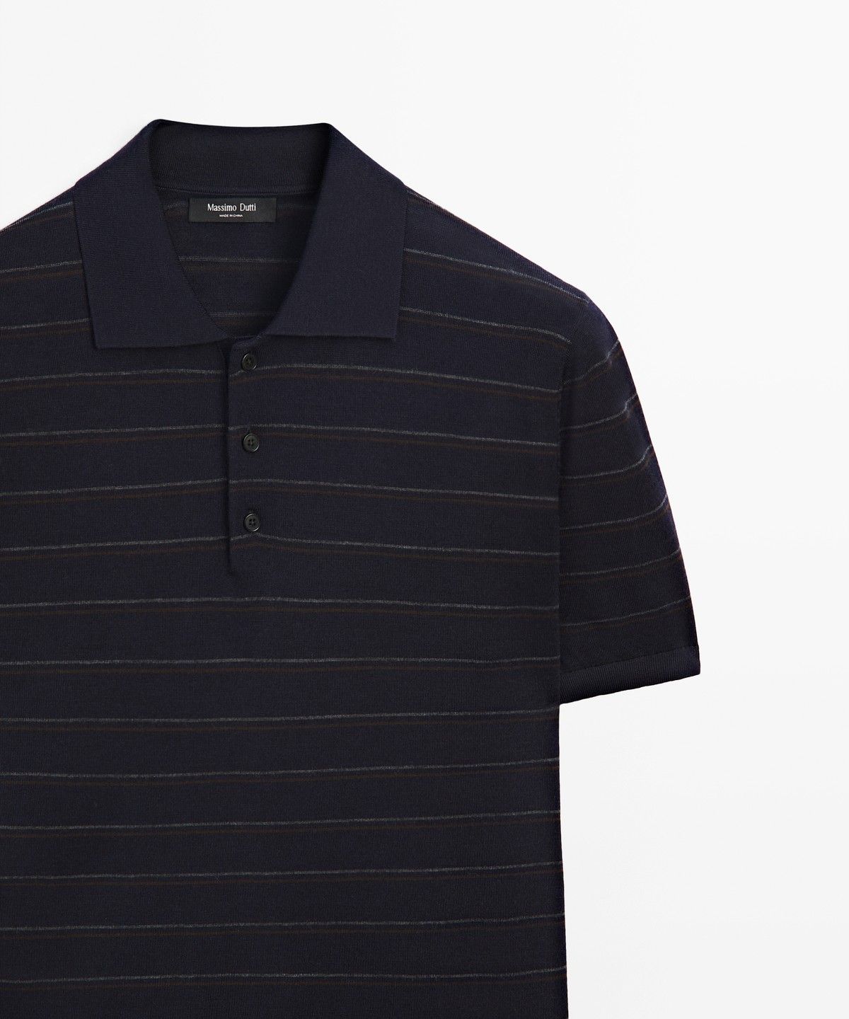 마시모두띠(MASSIMO DUTTI) 스트라이프 반팔 니트 폴로 스웨터