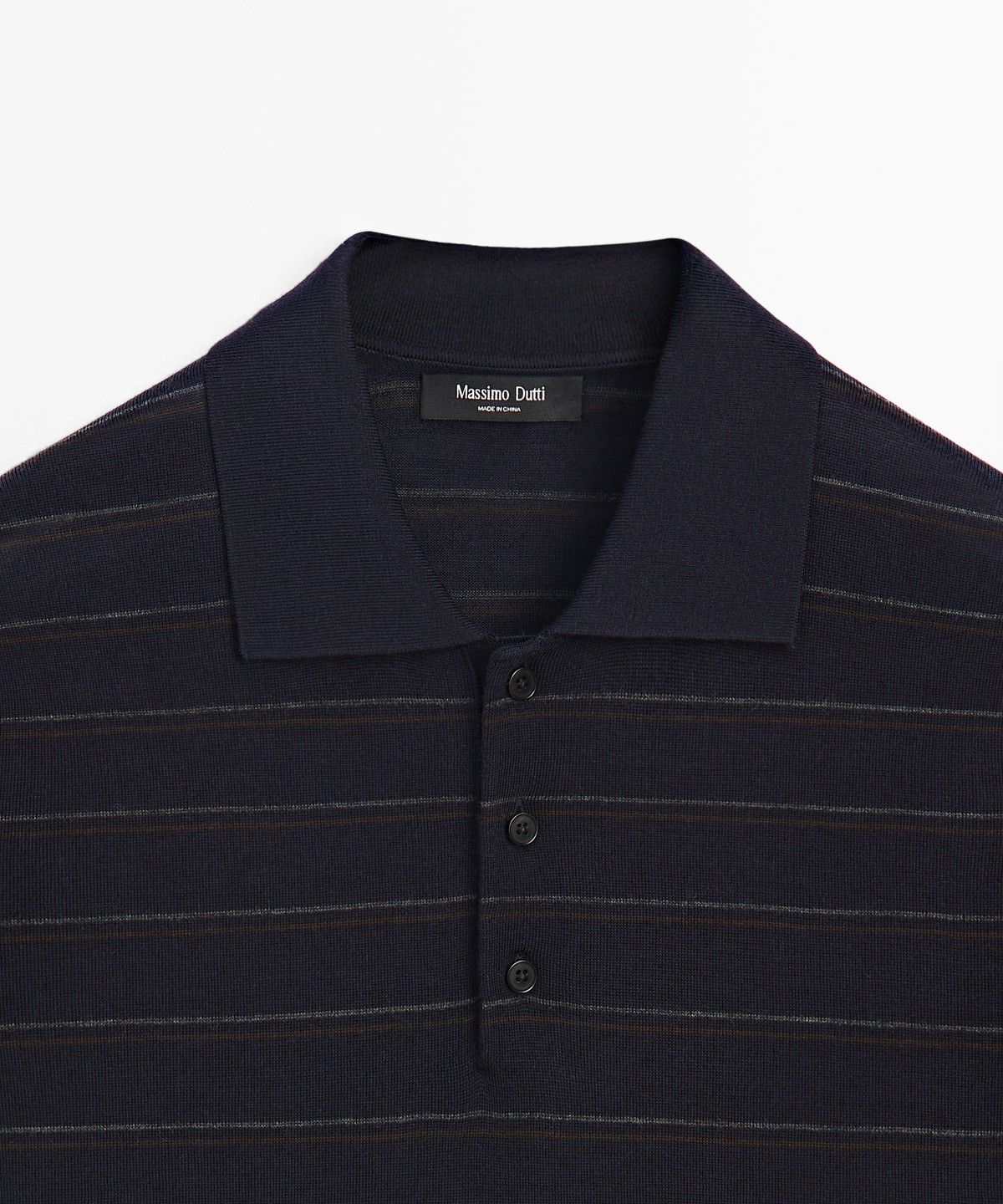 마시모두띠(MASSIMO DUTTI) 스트라이프 반팔 니트 폴로 스웨터