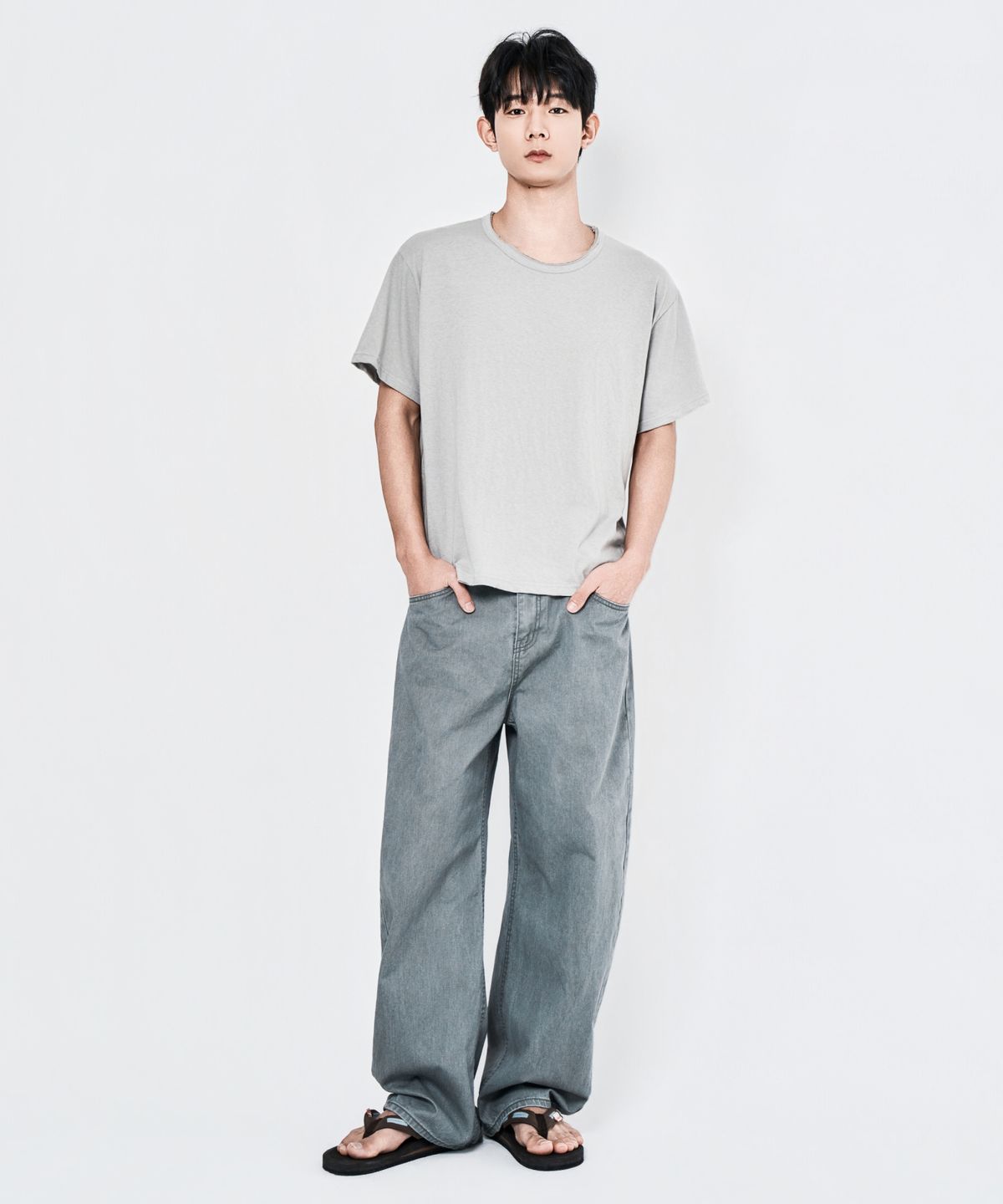 와르(WAAR) M292  카치온 와이드 팬츠_세이지그레이