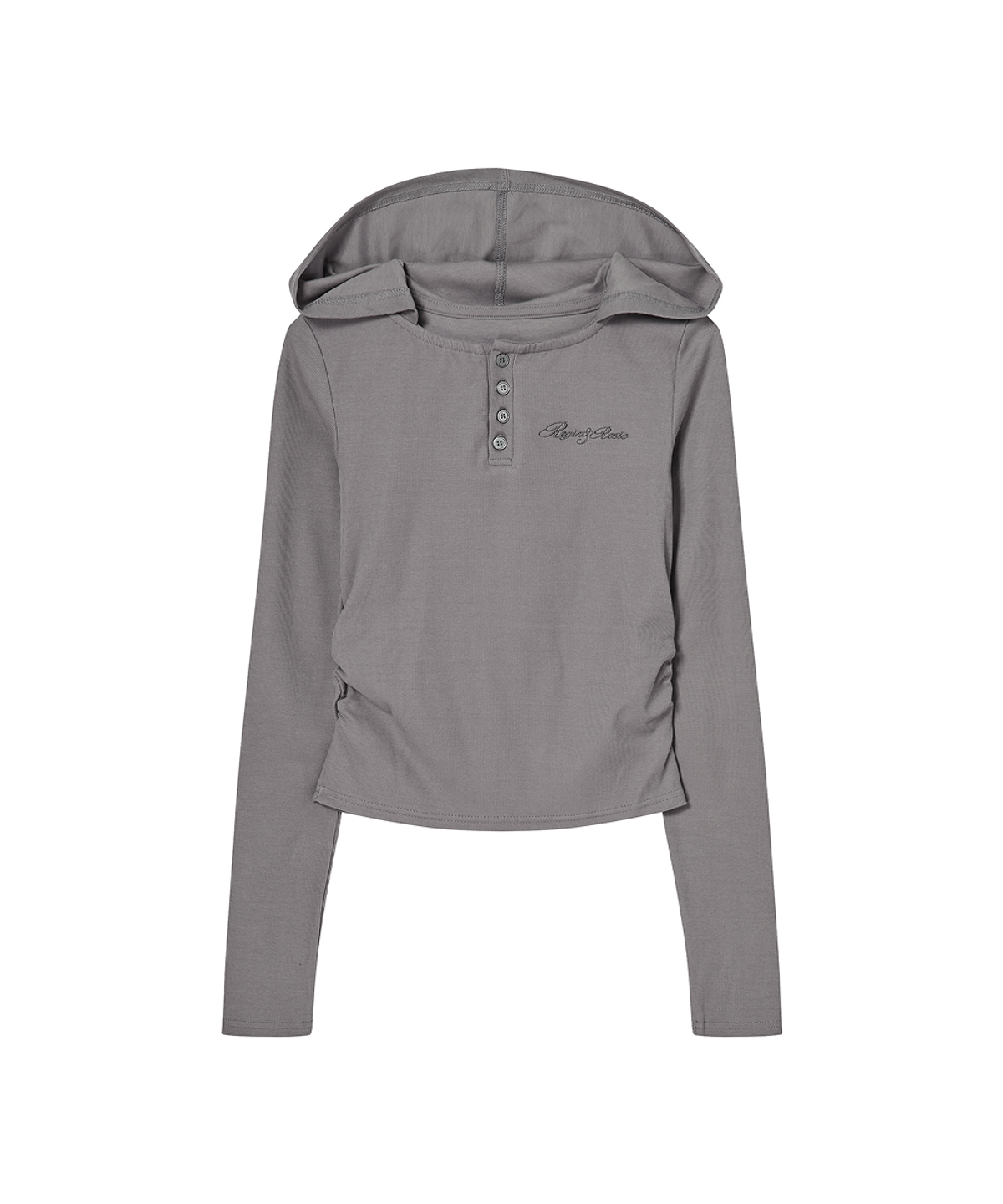 로긴 앤 로지(ROGIN N ROSIE) Henley Neck Slim-Fit Hooded Long Sleeve Light gray