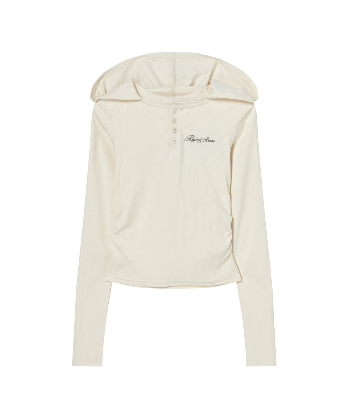 로긴 앤 로지(ROGIN N ROSIE) Henley Neck Slim-Fit Hooded Long Sleeve Ivory