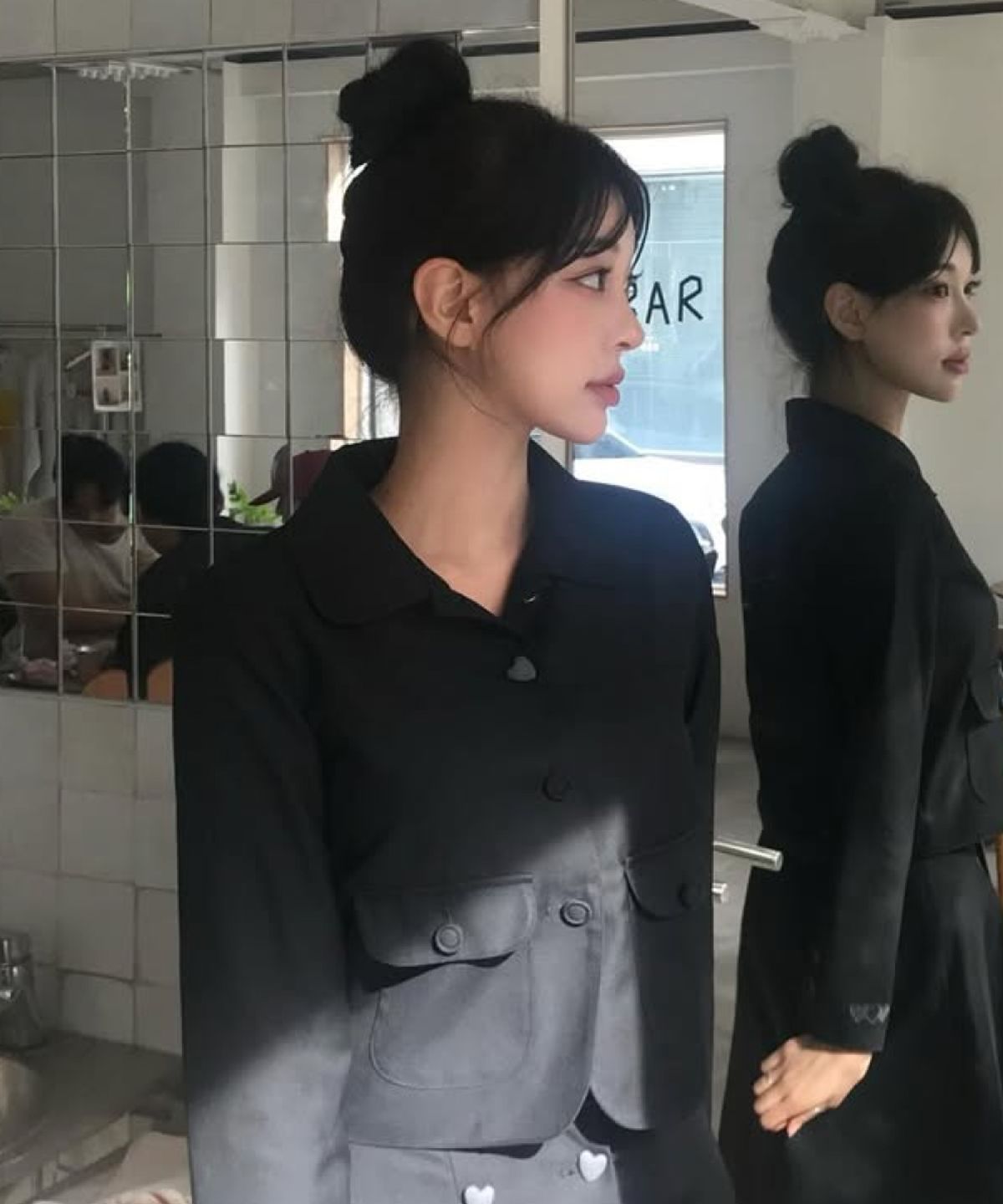로긴 앤 로지(ROGIN N ROSIE) Heart Button Point Blazer Jacket Black