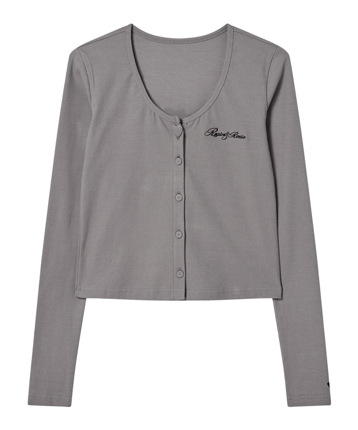 로긴 앤 로지(ROGIN N ROSIE) Heart Button Point Slim Cardigan Light gray