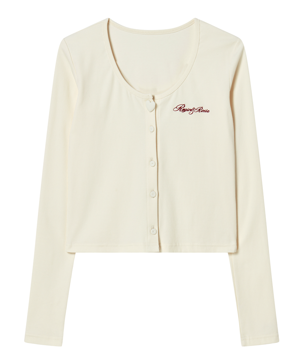로긴 앤 로지(ROGIN N ROSIE) Heart Button Point Slim Cardigan Ivory