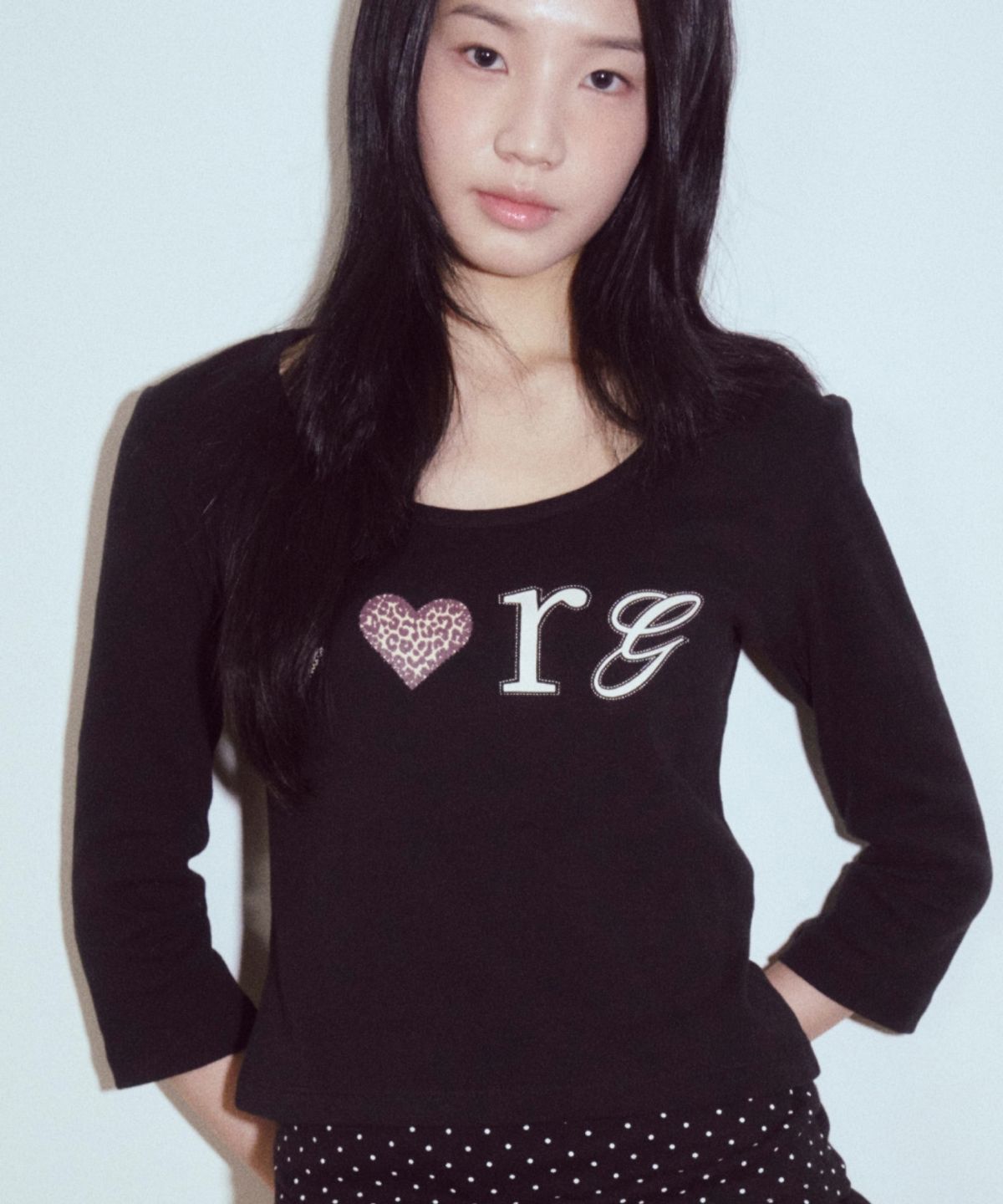 로긴 앤 로지(ROGIN N ROSIE) I Luv RnR Leopard Point Long Sleeve Black