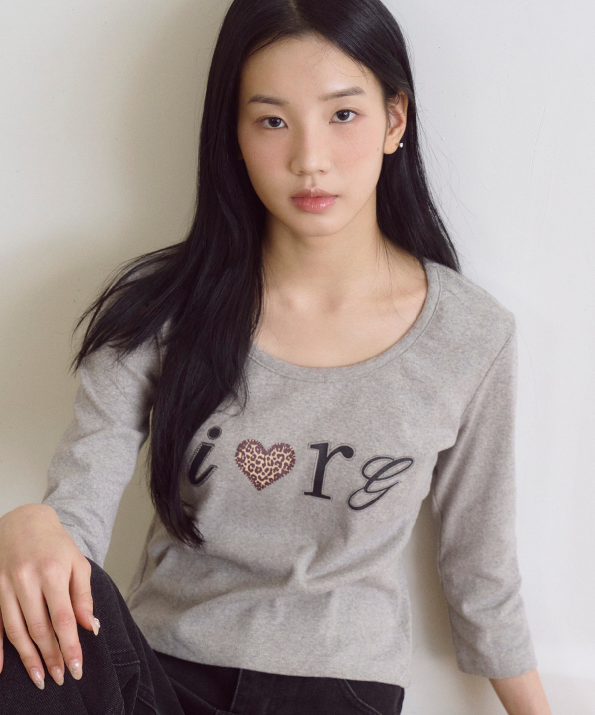 로긴 앤 로지(ROGIN N ROSIE) I Luv RnR Leopard Point Long Sleeve Gray