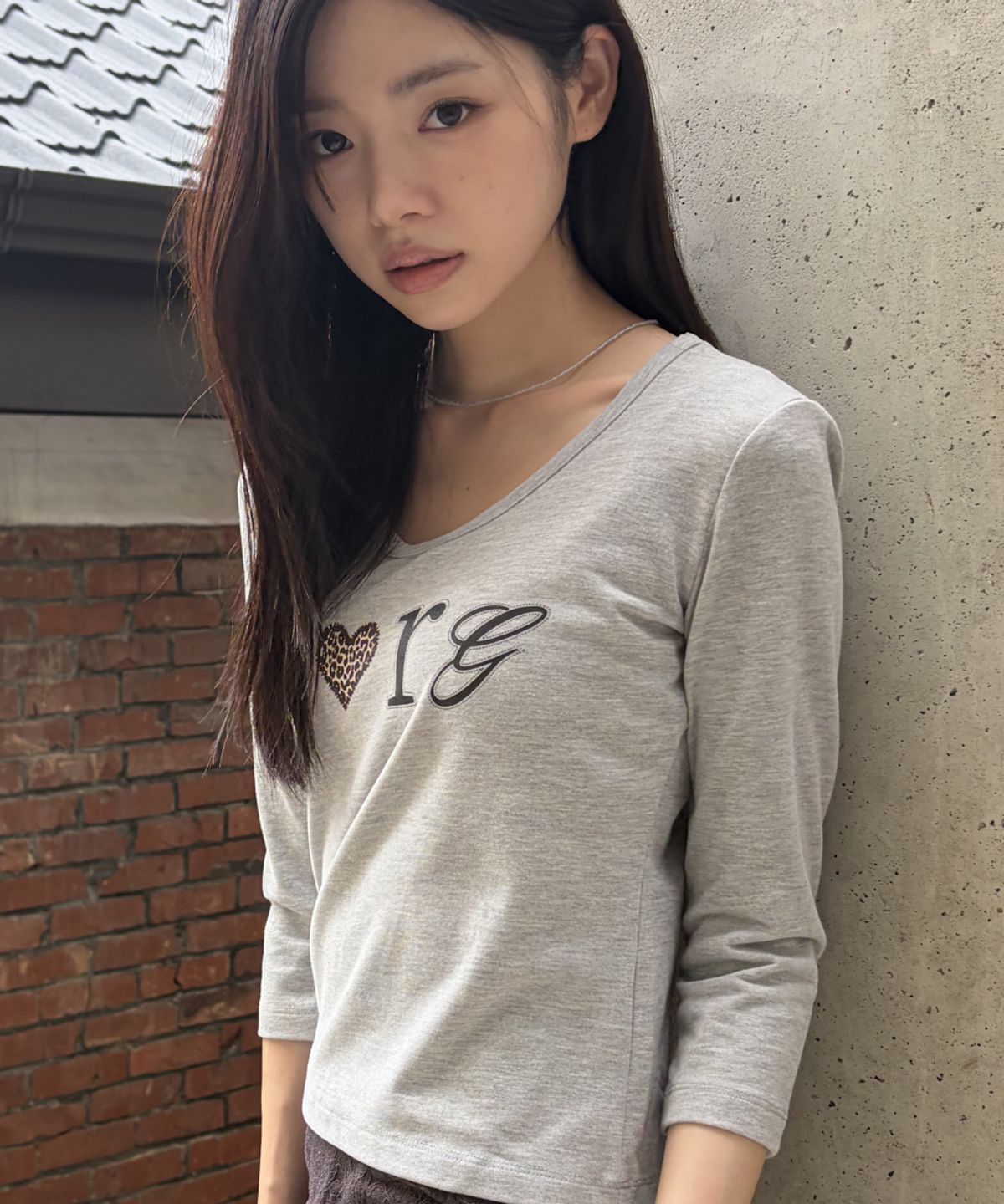 로긴 앤 로지(ROGIN N ROSIE) I Luv RnR Leopard Point Long Sleeve Gray
