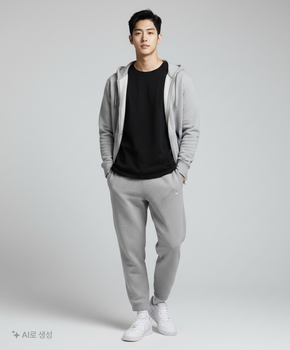 나이키(NIKE) 스포츠웨어 스우시 오픈 헴 플리스 팬츠 M - 다크 그레이 헤더:화이트 / FN3343-063 XXL