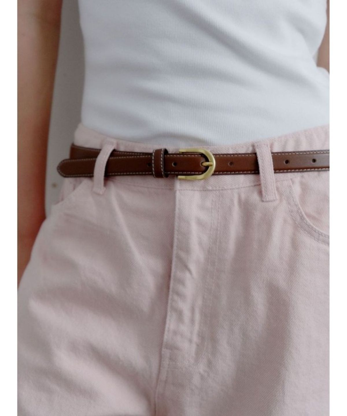 질스튜어트 맨 액세서리(JILLSTUART MEN ACC) 20mm 브라운 소가죽 슬림 여성벨트 JUBE6F111W2