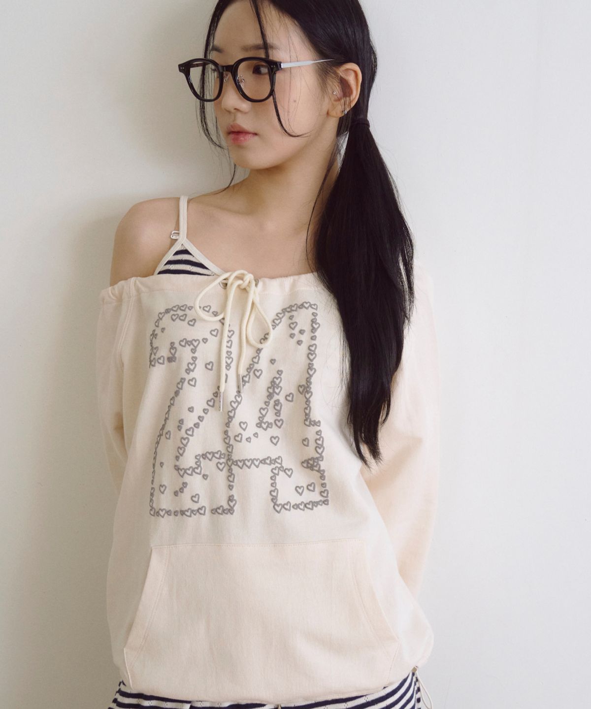 로긴 앤 로지(ROGIN N ROSIE) Heart Number String Long Sleeve Cream
