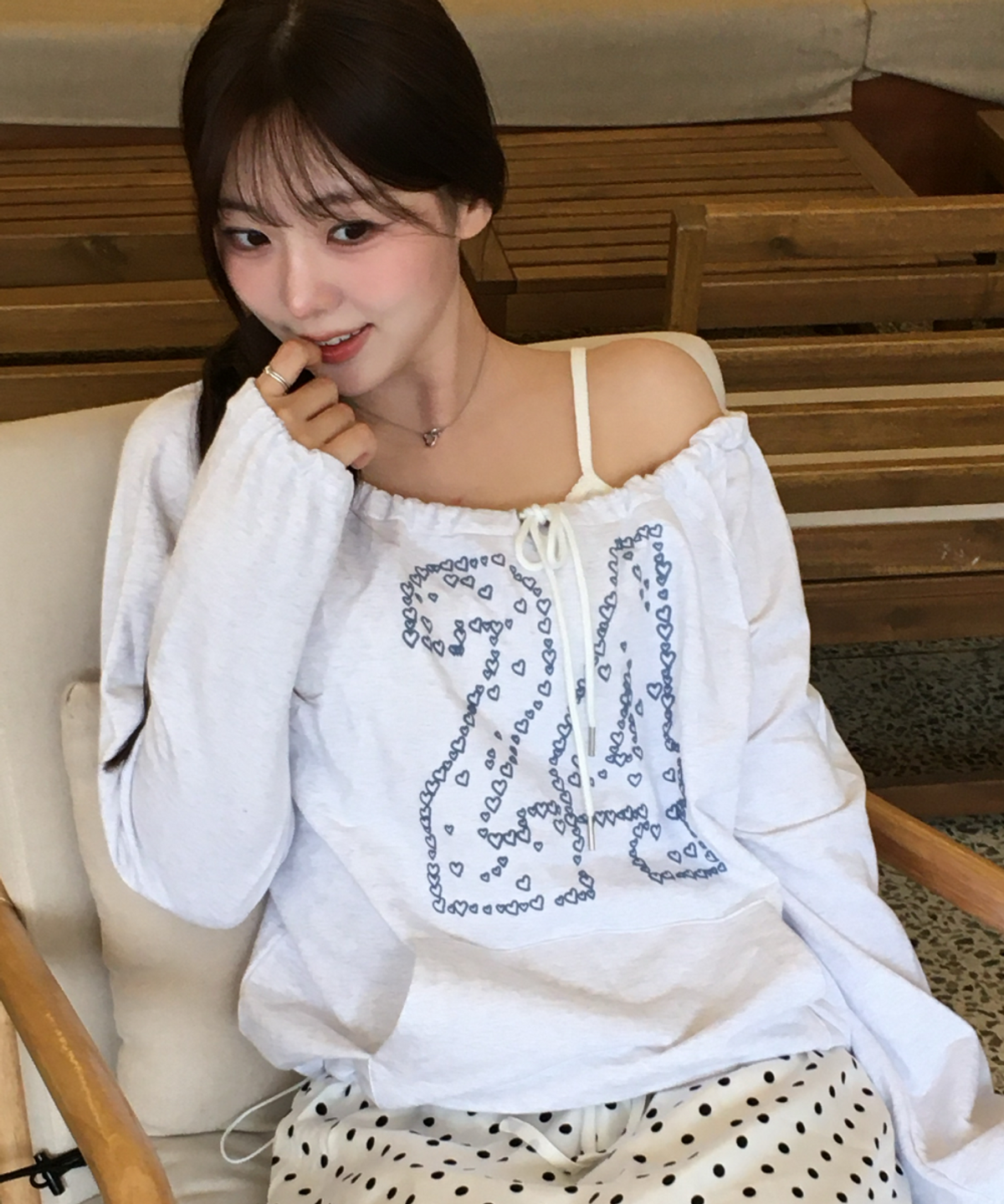 로긴 앤 로지(ROGIN N ROSIE) Heart Number String Long Sleeve Gray