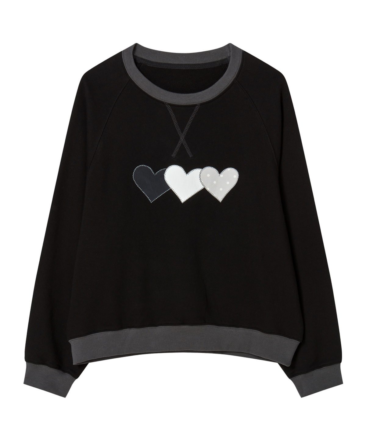 로긴 앤 로지(ROGIN N ROSIE) Heart Patch Sweatshirt Black Charcoal