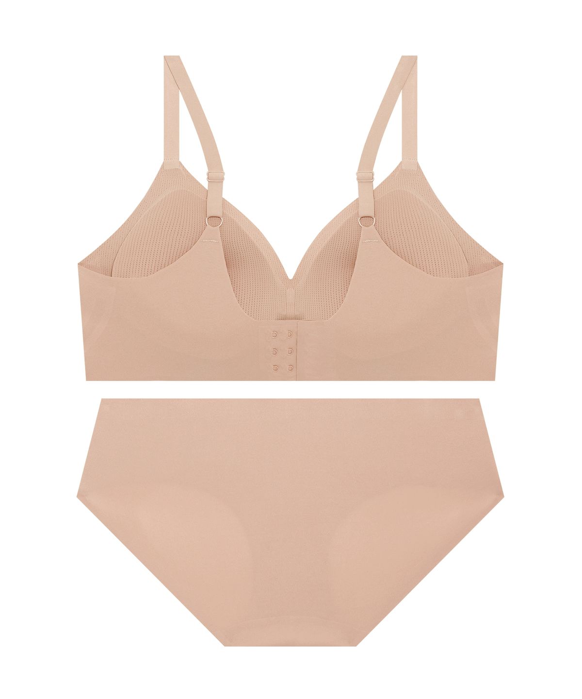 게스언더웨어(GUESS UNDERWEAR) 서포트 메쉬업 심리스 브라 팬티 세트 - 다크베이지
