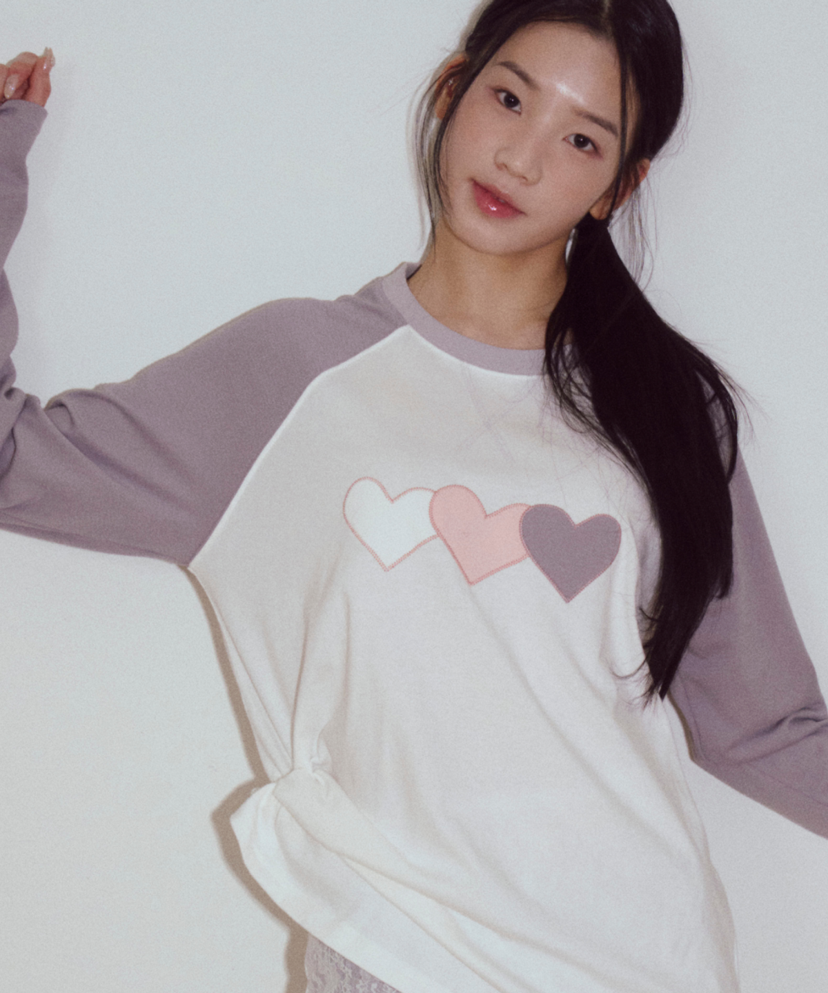 로긴 앤 로지(ROGIN N ROSIE) Heart Pointed Stripe Long Sleeve White