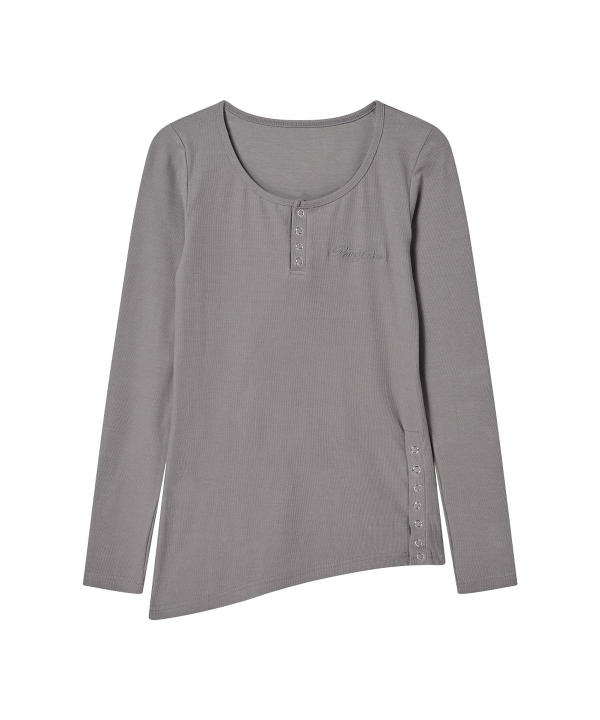 로긴 앤 로지(ROGIN N ROSIE) Side Button Detailed Slim-Fit Long Sleeve Light gray