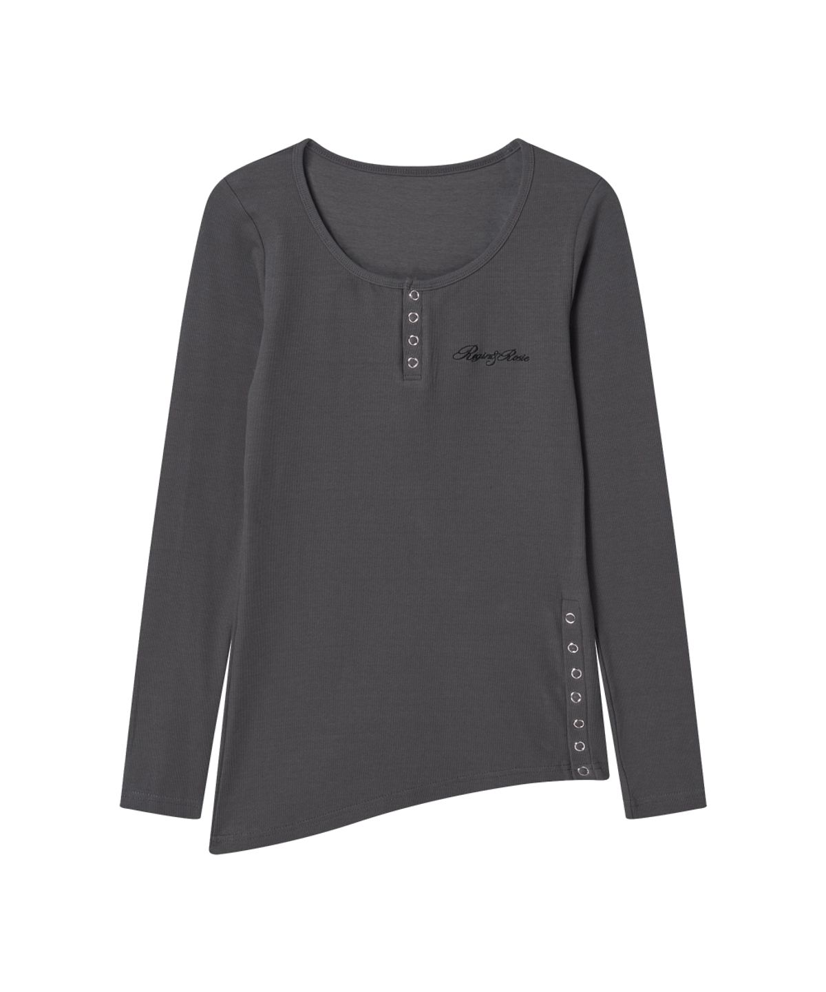 로긴 앤 로지(ROGIN N ROSIE) Side Button Detailed Slim-Fit Long Sleeve Dark gray