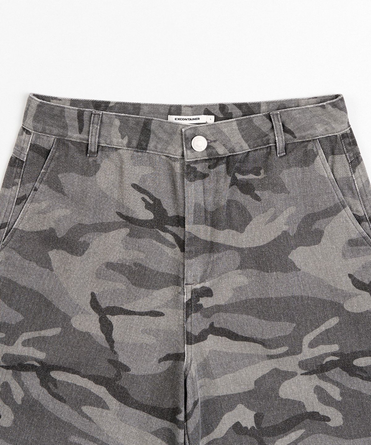 엑스컨테이너(EXCONTAINER) 카모 파라슈트 버뮤다 팬츠 (GREY CAMO)
