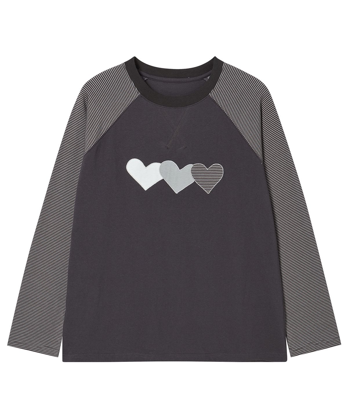 로긴 앤 로지(ROGIN N ROSIE) Heart Pointed Stripe Long Sleeve Charcoal