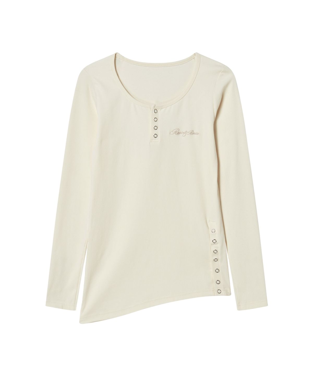 로긴 앤 로지(ROGIN N ROSIE) Side Button Detailed Slim-Fit Long Sleeve Ivory