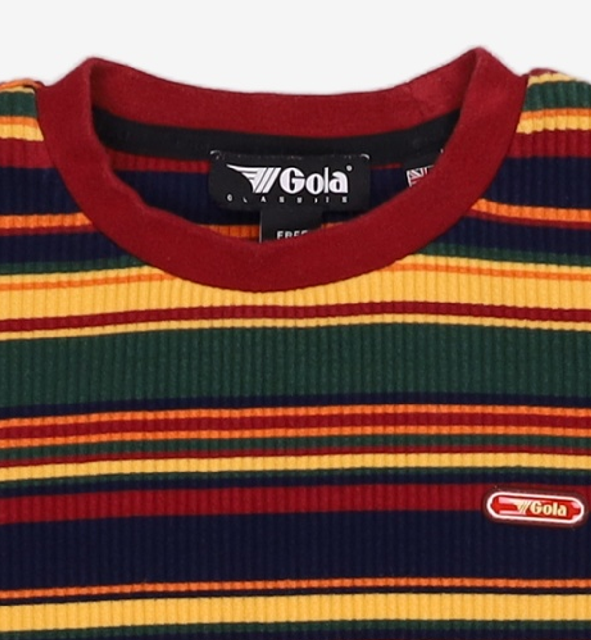 골라(GOLA) W 스트라이프 로고 티셔츠 W STRIPE LOGO SLEEVE TS FREE