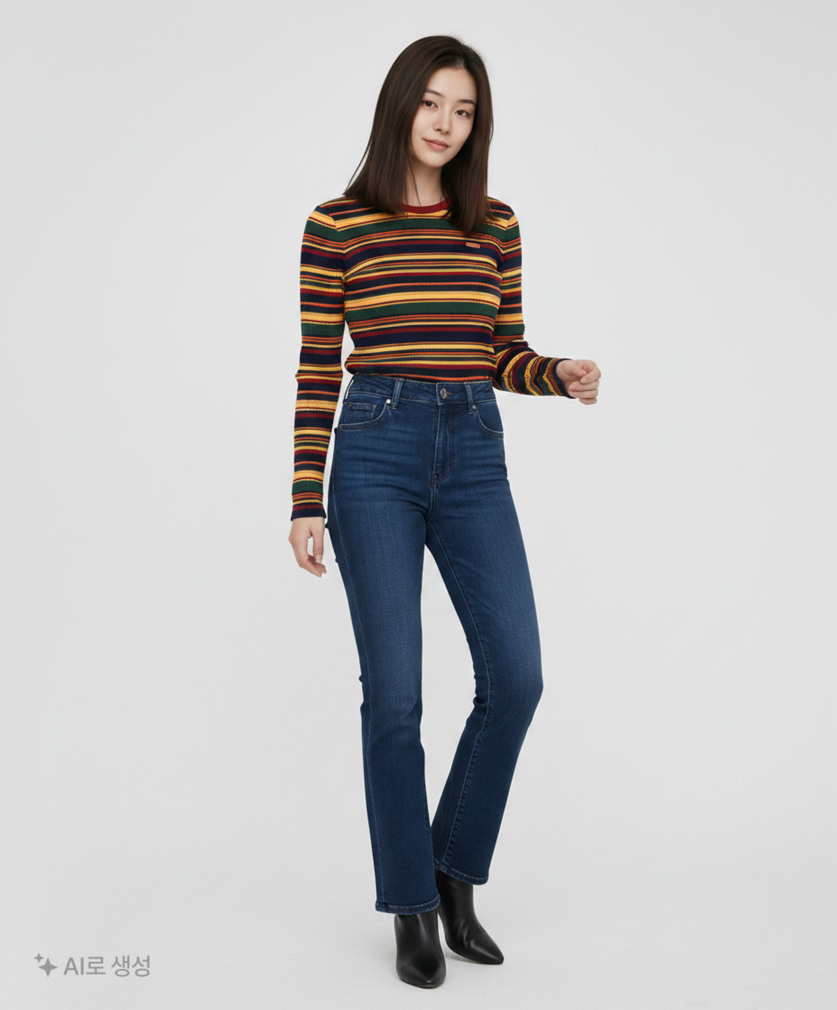 골라(GOLA) W 스트라이프 로고 티셔츠 W STRIPE LOGO SLEEVE TS FREE