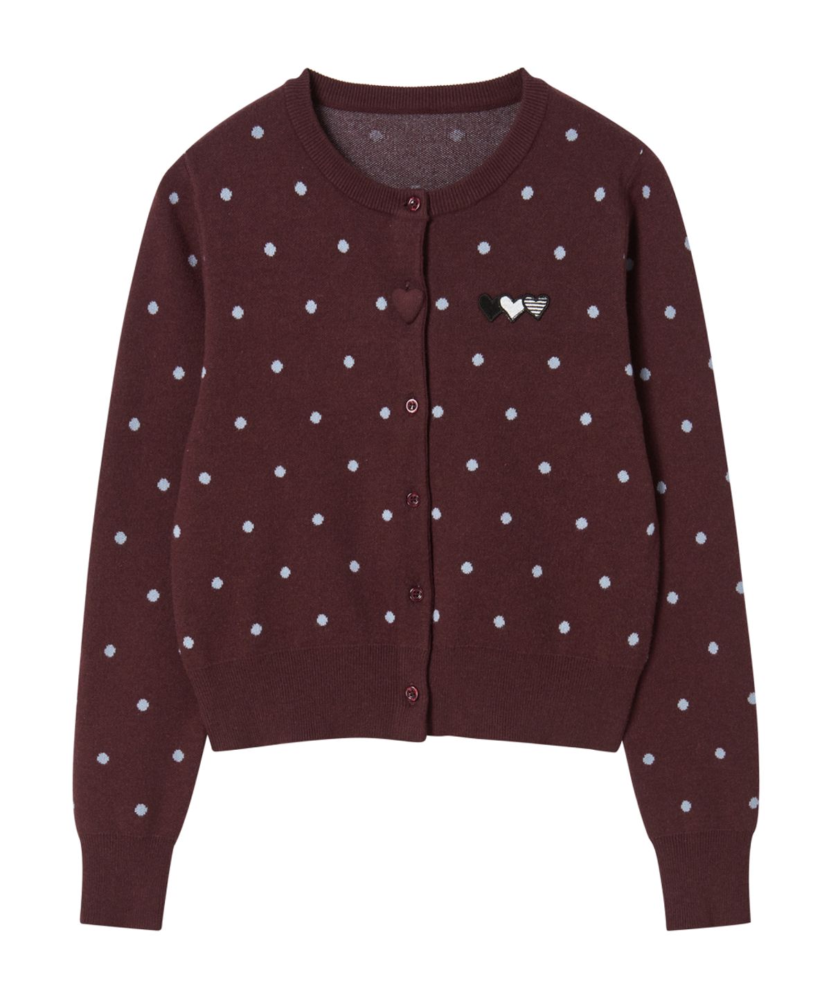 로긴 앤 로지(ROGIN N ROSIE) Heart Button Point Cardigan Plum Brown