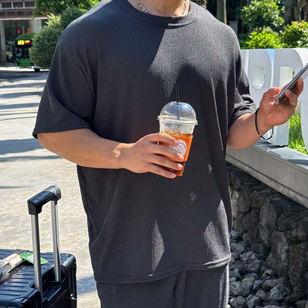 바이모노(BYMONO) [빅사이즈 XL-6XL] 모노 COOL 시어서커 오버핏 반팔티