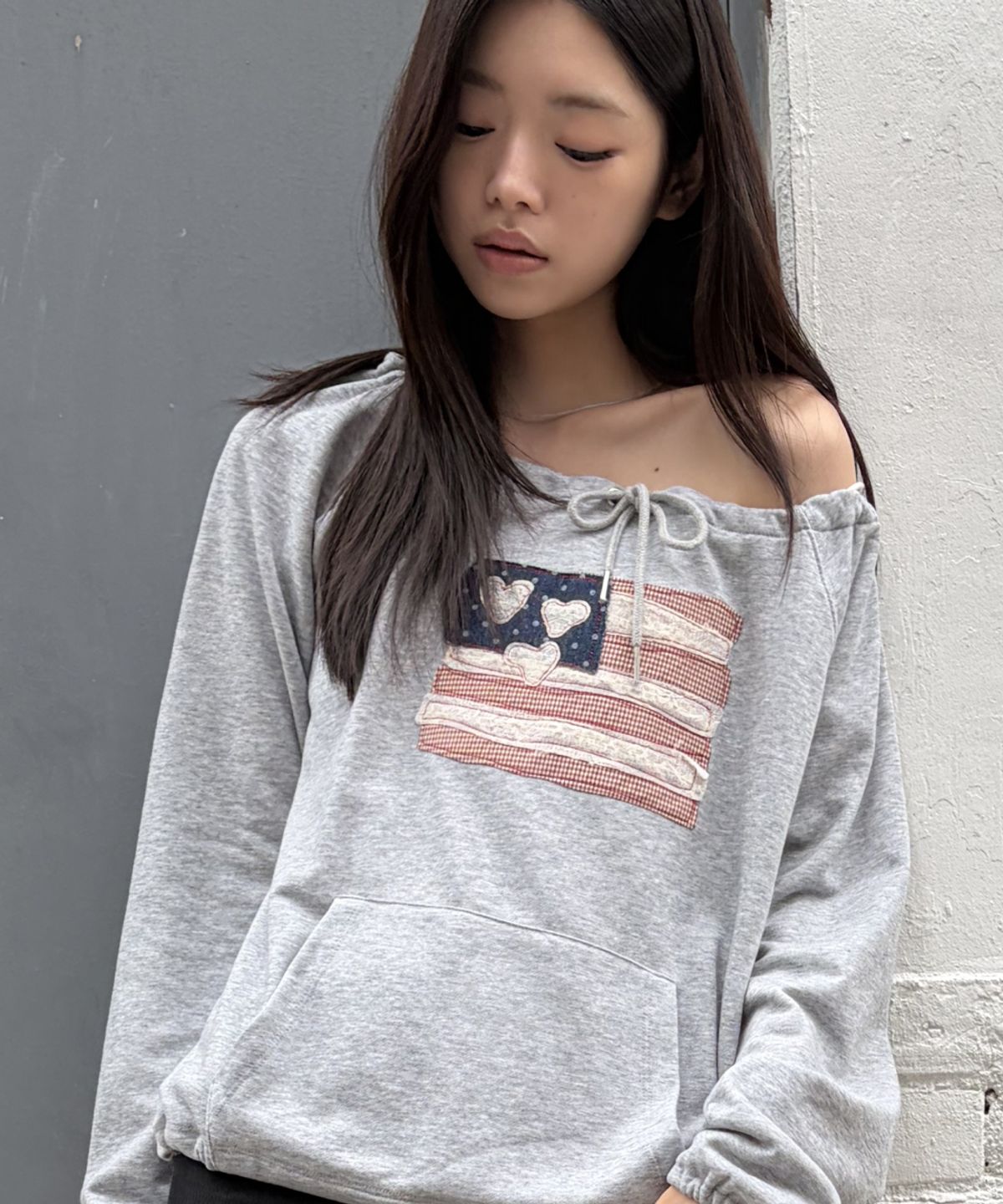 로긴 앤 로지(ROGIN N ROSIE) USA Banner String long Sleeve Gray