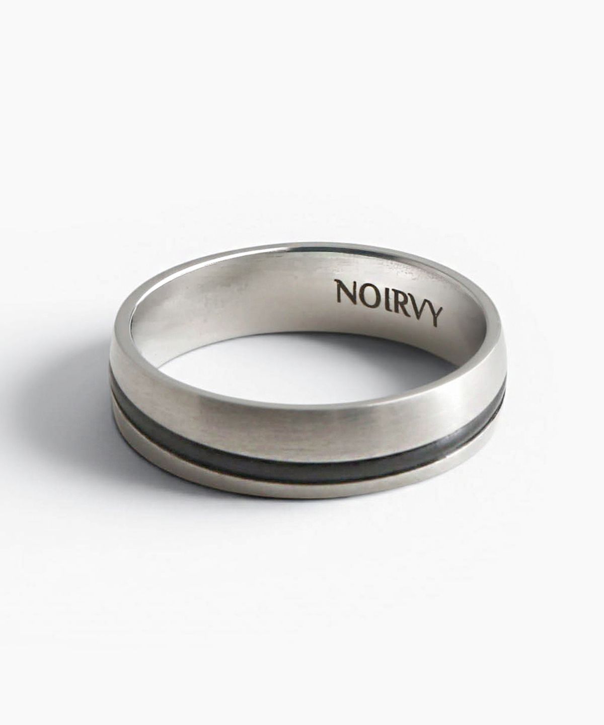 노이르비(NOIRVY) NR-302 커브드 블랙 라인 무광실버 서지컬 반지