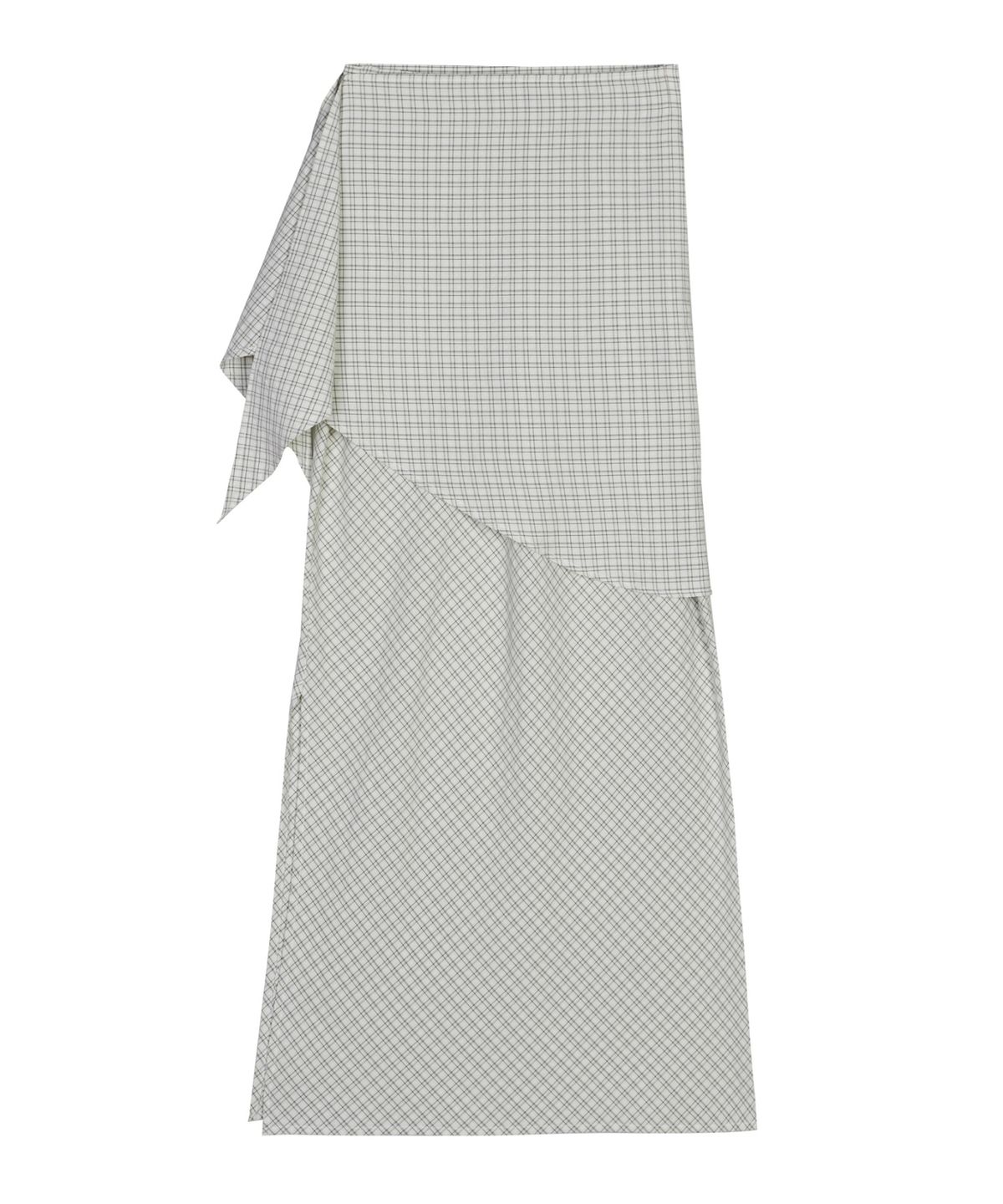 닉앤니콜(NICK&NICOLE) DRAPE WRAP CHECK LONG SKIRT_IVORY