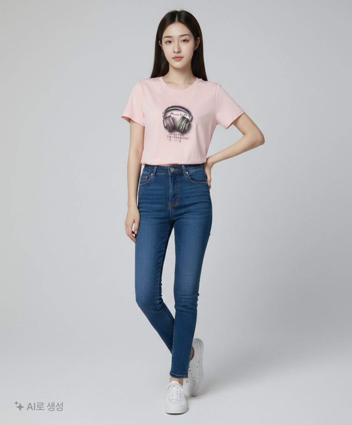마쟈(MAXZA) 스터드 헤드셋 프린트 반팔 티셔츠 88