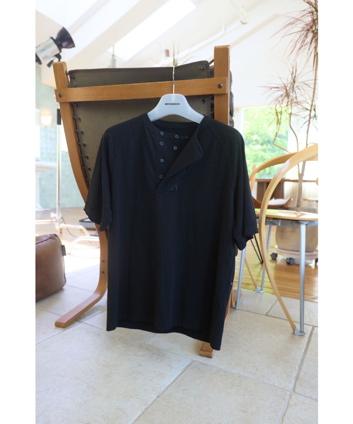 해칭룸(HATCHINGROOM) Double Breasted Tee Slub Black