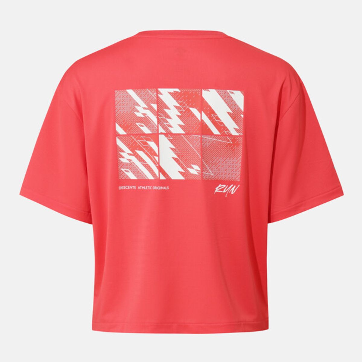 데상트(DESCENTE) 여성 러닝 백그래픽 크롭 반팔 티셔츠 레드 SR322RTS71